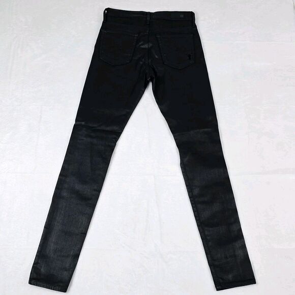 AG Adriano Goldschmied Black Coated Skinny Distressed Jeans Women’s Size 27 - Picture 3 of 8